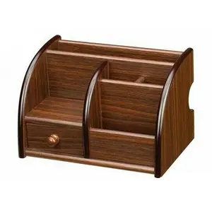 Multi-Functional Wooden Pen Stand with Drawer