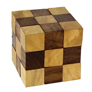 Wooden Snake Cube Puzzle- Handmade Gifts India - Travel Games for Families