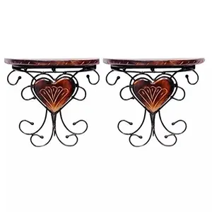 Wooden & Wrought Iron Fancy Design Wall Bracket/Rack for Wall Decoration Size (LxBxH-11.5x5.5x10.5) Inch Pack of 2