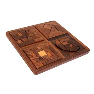 Kid's Wooden Puzzle Pedagogical Brain Teaser Board Games (Brown) Board Game