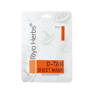 Riyo Herbs Face Sheet Mask for Skin Glowing Lightening and Brightening with Naturals Extracts Ideal for Women & Men (D-tan)