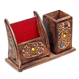 Wooden Pen Mobile Stationery Stand For Home Office