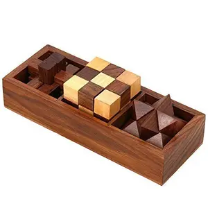 3-in-One Wooden Puzzle Games Set - 3D Puzzles