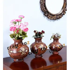 Wooden Home Decorative Flower Pot/Flower Vase/Home Decor Size - LxBxH - Big - 8x8x8.5 Medium - 7x7x7.5 Small - 4.5x4.5x6.5 Inches Pack of 3