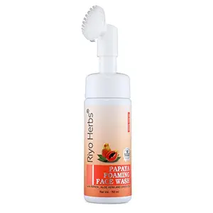 Riyo Herbs Papaya Foaming Face Wash With Attached Silicone Cleanser Brush For Deep Cleansing Dark Spots & Pigmentation 150ml