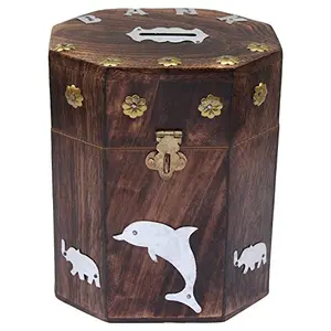 Handcrafted Wooden Antique Money Bank for Children's & Girls Kids Piggy & Coin Box Gifts for Kids ! Money Box Saving Coins ! Money Saving Piggy Banks Safe for Kids