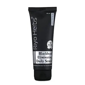Riyo Herbs Blackhead Eliminating Scrub Comes with Mild Walnut Beads & Bamboo Charcoal Helps in Absorbs Excess Oil & Gently Unclog Pores Exfoliate Blackheads & Whiteheads Roots 100gm