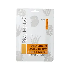 Riyo Herbs Face Sheet Mask for Skin Glowing Lightening and Brightening with Naturals Extracts Ideal for Women & Men (vit-c)