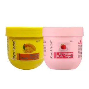 Riyo Herbs- The Strawberry & Mango Blush Body Yogurt - Skin Nourishing & Deep moisturizing - Protect Against Sun Damage - No Parabens - No Mineral Oil - No Toxin - (200ml each)