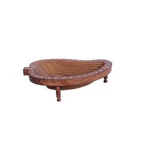 Brown Wooden Dry Fruit Tray Mango Shape Home Decor Art Work Basket