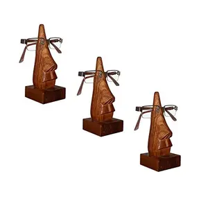 Family Pack of 3 Pc Handmade Wooden Nose Shaped Spectacle Holder Specs Stand for Office Desktop - Tabletop Family Pack