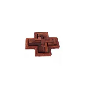 Indian 9-Pieces Plus Board Cross Jigsaw Puzzle Game - Wooden Toy Game - Brain Treasure
