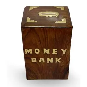 Wooden Handcraft Piggy Bank Money Bank GULLAK for Kids Birthday Gift for Kids and Adults Handmade Wooden Coin Holder Money Storage Box