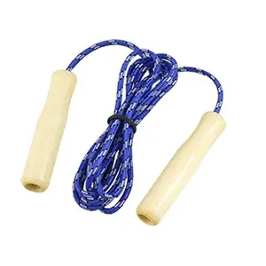 Exercise Training Wooden Handle Blue Skipping Rope