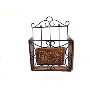 Magazine Newspaper StandHolder Rackfor Home and Office UtilityMade of Wrought Iron and WoodenHandcrafted