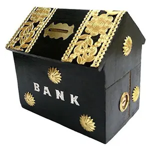 Wooden Money Bank Home Style Black Kids Piggy Coin Box Gifts