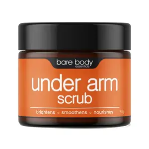 Bare Body Essentials Under Arm Scrub Dermatologist Approved Gently Exfoliates The Sensitive Skin of Under Arms Blend of Coconut Oil and Coconut Shell Powder Brightens Softens Nourishes and Smoothens your Underarms 50g