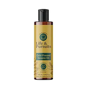 Life & Pursuits Cold-Pressed Unrefined Sesame Oil (200 ml) for Skin & Hair - Moisturizer for Healthy Hair and Smooth Skin