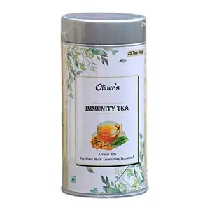 Oliver's Immunity Tea (25 Pyramid Tea Bags) | Ayurvedic Herbal Tea with Green Tea Black Tea Amla Tulsi Gilloy Cinnamon Ginger Mint Fennel Black Pepper Turmeric Ashwagandha