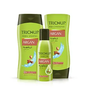 Trichup Argan Hair Care Kit For Soft Shiny & Bouncy Hair - Oil Shampoo & Conditioner