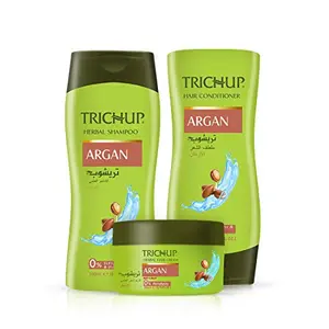 Trichup Argan Herbal Hair Care Kit For Soft Shiny & Bouncy Hair  Shampoo Conditioner & Cream