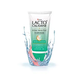 Lacto Calamine Aloe Vera Gel with 99% Pure Natural Aloe Vera Vitamin E and Glycerin for non-sticky hydration and cooling effect. Lightweight. Soothes and Nourishes skin. No Parabens No Sulphates - 150 g - Pack of 1