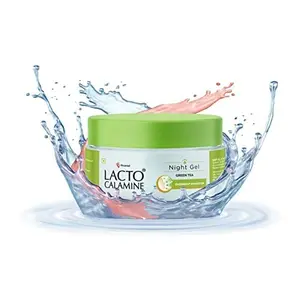 Lacto Calamine Night Gel with Green Tea Hyaluronic acid & 5 fruit extracts for overnight hydration & moisturisation. Suitable for Oily and Acne prone skin. No Parabens No Sulphates - 50g x Pack of 1