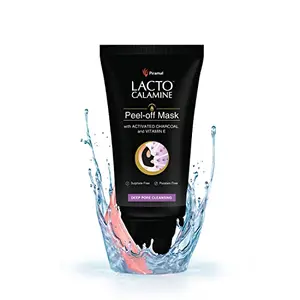 Lacto Calamine Face Peel Off Mask with Activated Charcoal and Vitamin E for deep pore cleansing removing blackheads and whiteheads & fresh glowing skin  No Parabens No Sulphates Black 120 g
