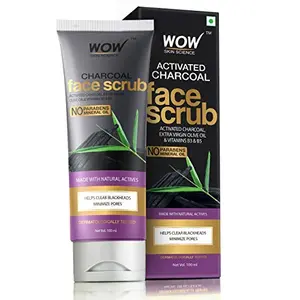 WOW Skin Science Activated Charcoal Face Scrub - No Parabens & Mineral Oil - 100mL