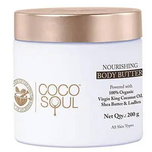 Coco Soul Ayurvedic & Coconut Body Butter - 6.76 fl.oz. (200g) - Shea Butter & Lodhara Virgin King Coconut Sulphate Free Petroleum Free Paraben Free Silicone Free DEA Free Cruelty Free