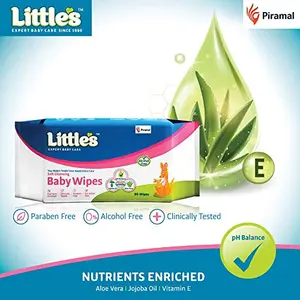 Little's Soft Cleansing Baby Wipes with Aloe Vera Jojoba Oil and Vitamin E (80 Wipes) Pack of 3