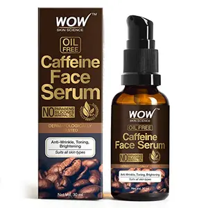 WOW Skin Science Caffeine Face Serum - Quick Absorbing - Oil Free - Anti-Aging Anti-Wrinkles & Acne; Refresh Revive & Restore Skin - No Parabens Silicones Mineral Oil 30 ml