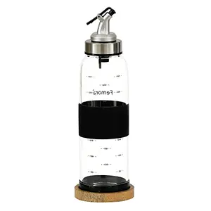 Femora Borosilicate Glass Leak Proof Oil Dispenser for Cooking with Lid Capacity: 500Ml Transparent