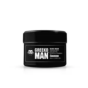 NSH Greeko Man Beard Cream - Shea Butter Olive Oil & Vitamin-E Nourish Soften and Strengthen Hair Helping to Style 50Ml