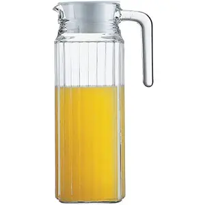 Ginoya brothers Glass Pitcher with lid iced Tea Pitcher Water jug hot Cold Water ice Tea Wine Coffee Milk and Juice (1100 ml)