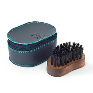 Bombay Shaving Company Pocket Size Beard Brush made with Sheesham Wood and Free Faux Leather Pouch