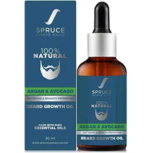 Dharma Spruce Shave Club Advanced Beard Growth Oil | With Avocado Argan & 8 Essential Oils | 100% Natural Beard Oil