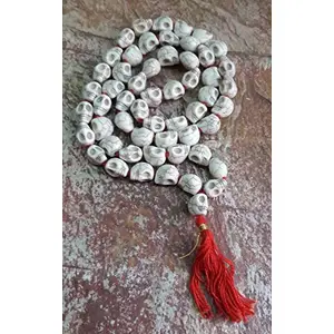 ANMOL COLLECTIONS Goddess Kali Mund Mala Skeleton Bead White Color Mala (54+1 Beads)
