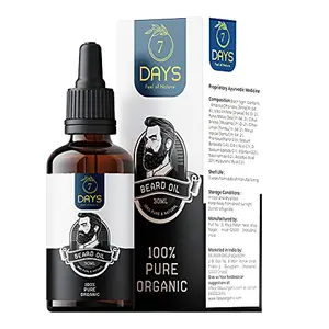 7 Days Beard Growth Oil Advanced - 30ml - Beard Growth Oil for Patchy Beard With Redensyl and Nourishment & Moisturization No Harmful Chemicals