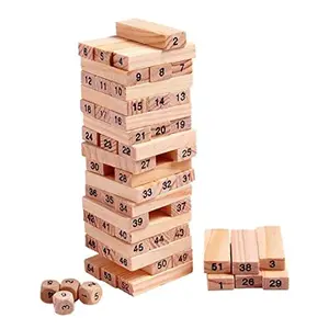 Vikas gift gallery Wooden Building Blocks Puzzle 48 Pcs Challenging 4pcs Dice Wooden Stacking Game Maths for Adults and Kids ( Small Size)