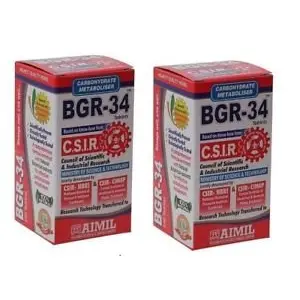 AIMIL  4 Packs of BGR-34 Tablets 100% Natural Herbal Blood Glucose Metaboliser Research Product of C.S.I.R.