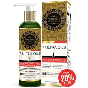 Morpheme Remedies 7 Ultra Hair Oil - (Almond Castor Jojoba Coconut Olive Walnut Amla Oils) 120 ml