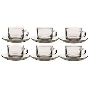 Borosil Piccolo Cup And Saucer Set 150Ml Set Of 6 Transparent