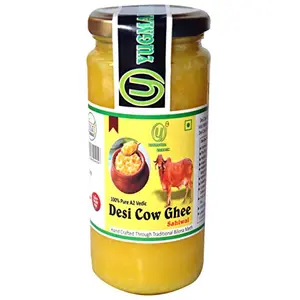 Yugmantra Organic Foods 100 % Pure Natural A2 Milk Sahiwal Cow's Grass-Fed Desi Ghee Prepared Curd by Traditional Vedic Bilona Padati (Method)Immunity Superfood - in Glass Bottle ( 250 ml ) (250 Ml)