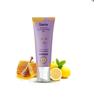 Sanfe Intimate Lightening & Tightening Rejuvenating Gel for Women With Almond Honey and Moringa Oil For Inner Thighs & Bikini Area with Airless Pump Tube for Easy Application 50g (MSDS Certificated)