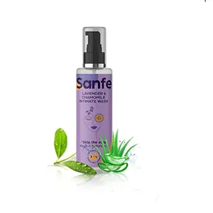 Sanfe Natural Intimate Wash 3 In 1 - No Odour No Itching No Irritation (Lavender and Chamomile) (100ML Wash) | Feminine Wash | Intimate Hygiene | Dermatologically Tested | Chemical Free