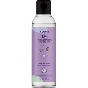 Sanfe 0% Fragrance Intimate Wash for Women - 200ml with Improved ph Balancing Formula for Sensitive Skin with 0 Fragrance | All Natural | Prevents Infections Dryness Irritation | Balances ph | removes odour | feminine wash | intimate hygiene