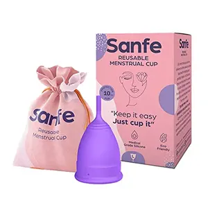 Sanfe Silicone Reusable Menstrual Cup for Women Large Size with Pouch No Leakage & Odor Protection | Rash Free | For Up to 8-10 Hours Protection | Period Cup for Women (FDA Approved)