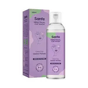Sanfe Natural Menstrual Cup Wash with Tea Tree Neem Basil and Lemon - 100 ml - Prevents infections blood stains stickiness