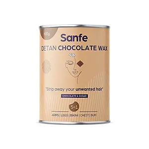 Sanfe Detan Chocolate Wax for Smooth Hair Removal - 600gm with chocolate extracts | For all skin types | Removes Tan Dead Skin | For Arms Legs and Full body